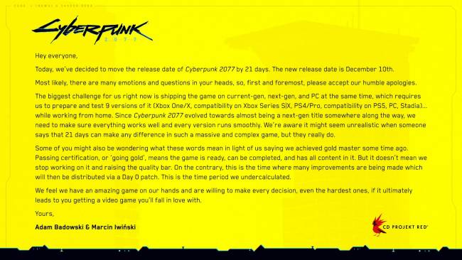 report cyberpunk2077 decembre