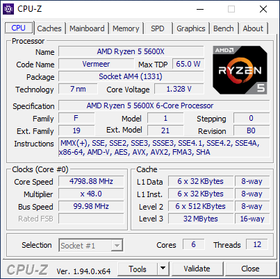 cpuz 5600x oc