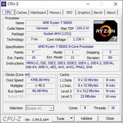 cpuz 5800x oc