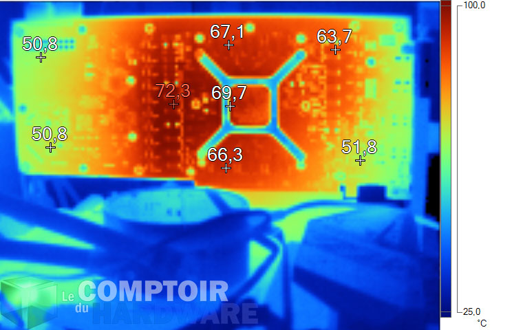 Image thermique de la RX 6800 en charge sans plaque arrière