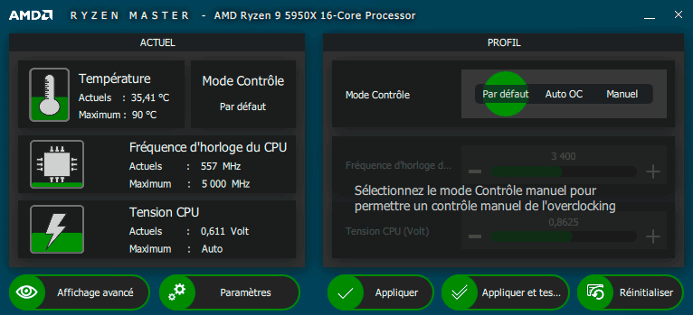 Ryzen Master mode simplifié