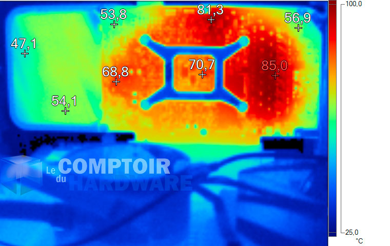 Image thermique de la RTX 3060 Ti Founders Edition en charge