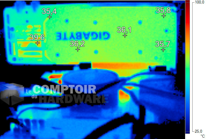 Image ithermique de la Gigabyte RTX 3060 Ti Gaming OC Pro au repos