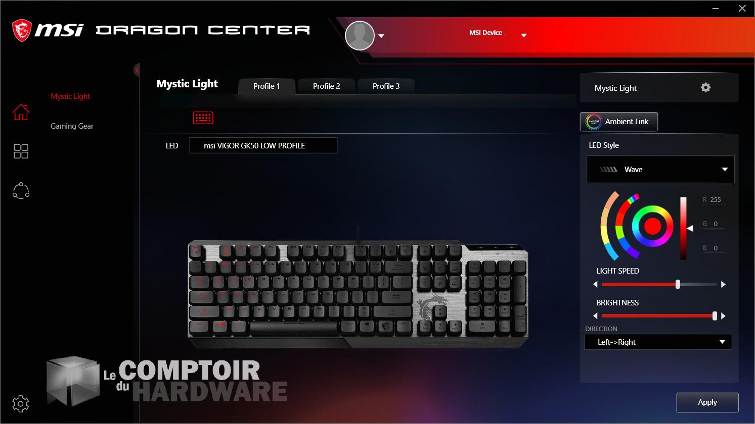 MSI VIGOR GK50 Low Profile : de la personnalisation, mais pas trop