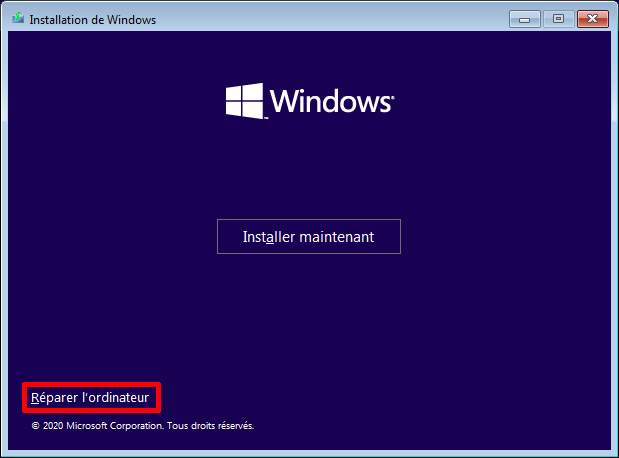 windows reparer ordinateur