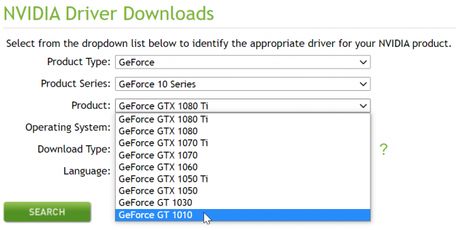 nvidia geforce gt 1010 driver