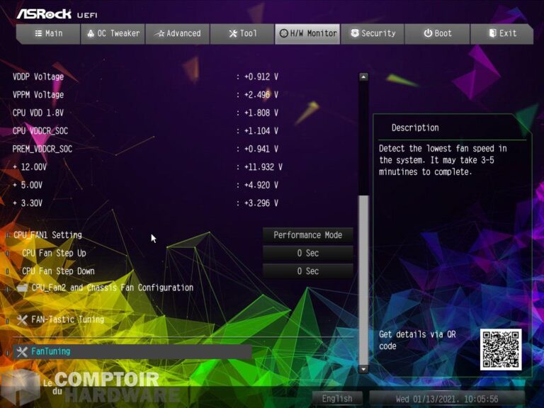 asrock x570 taichi razer edition - bios : monitoring
