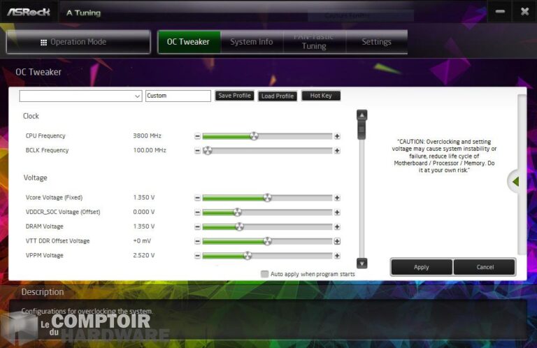 asrock x570 taichi razer edition - app : oc tweaker