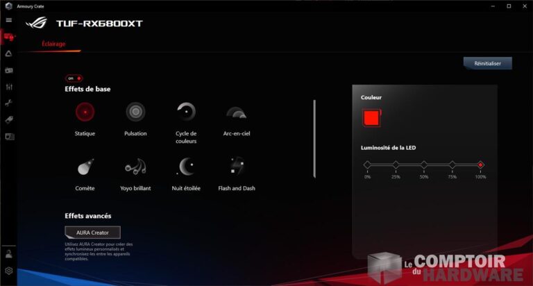 asus tuf gaming rx 6800 xt - logiciel : armoury crate