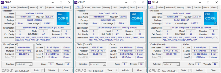 Fréquences Core i5-11600K