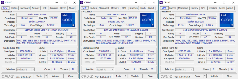 Core i9-11900K : les fréquences