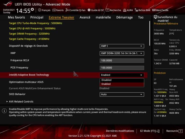 L'advanced mode de l'UEFI