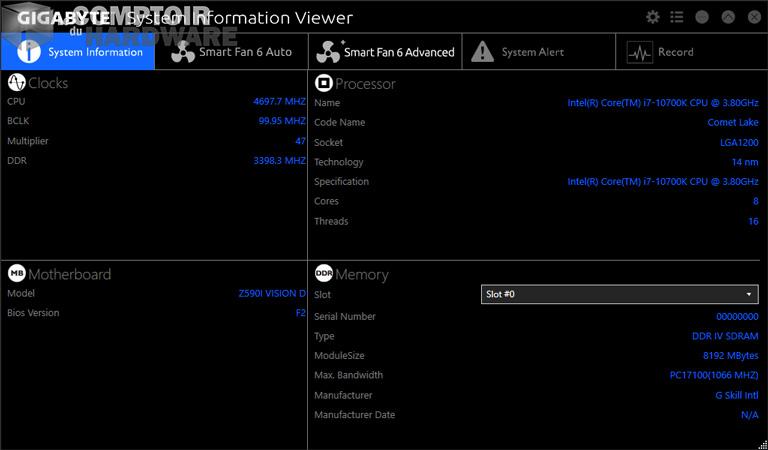 gigabyte z590i vision d - logiciel : SIV