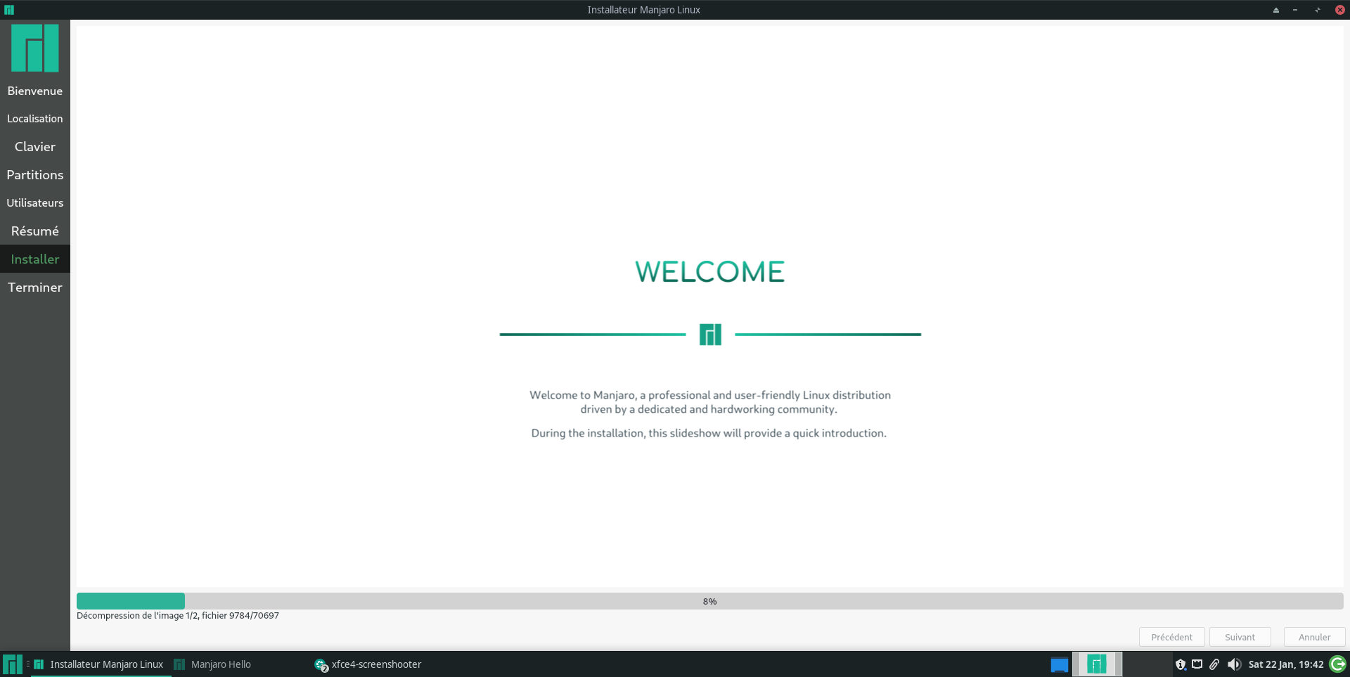 Manjaro en cours d'installation