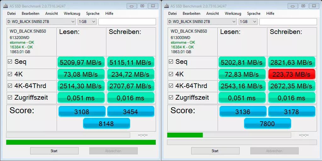 wd black sn850 apres avant