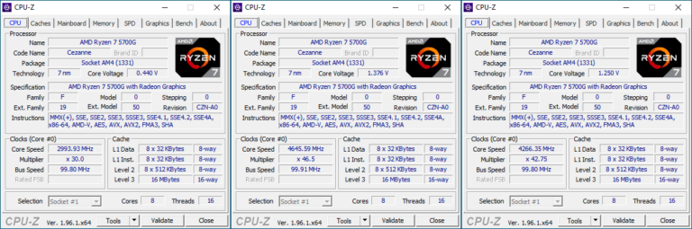 CPU-Z : les fréquences