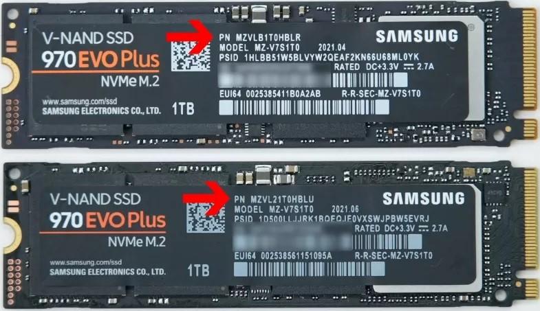 samsung 970 evo plus ancien nouveau num serie