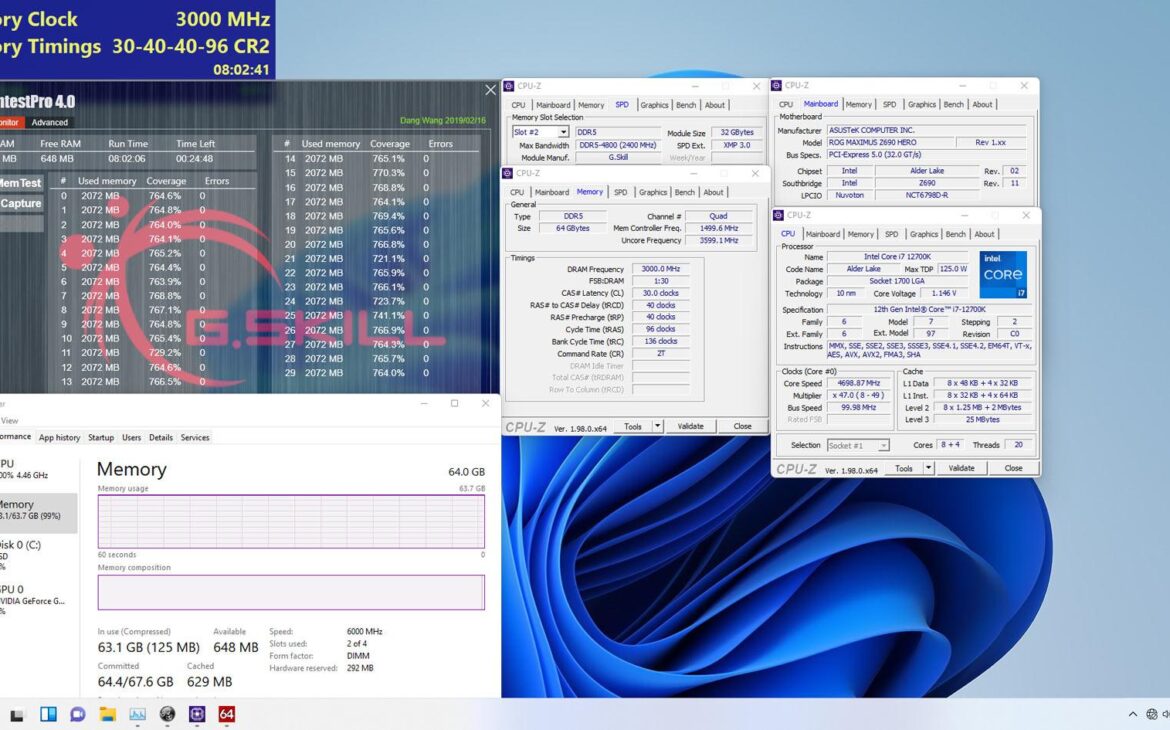 g.skill ddr5 6000 cl30 validation cpu-z