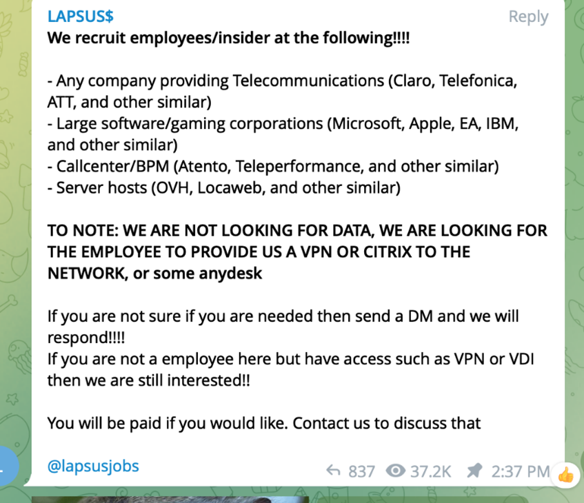 lapsus$ recrute !