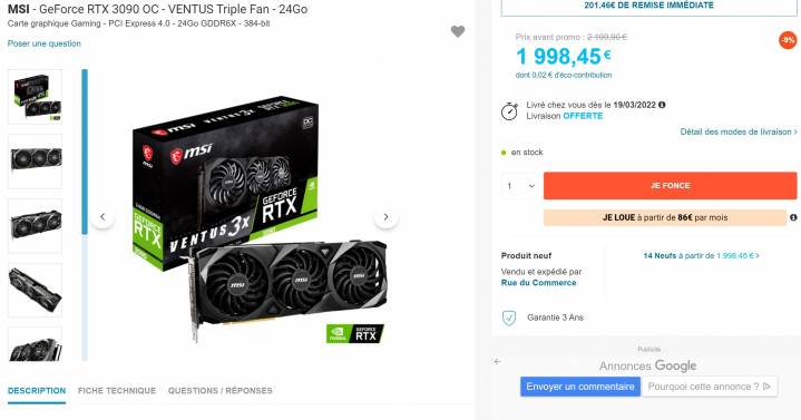 RTX 3090 sous les 2000 euros