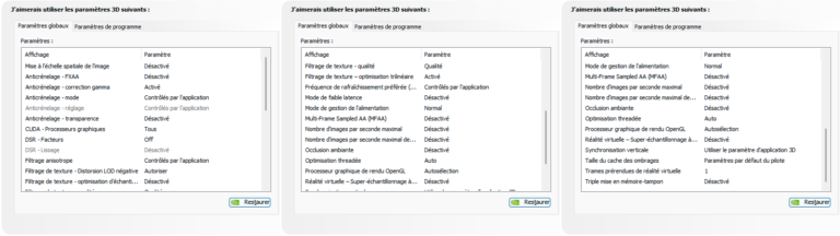 Réglages pilotes NVIDIA
