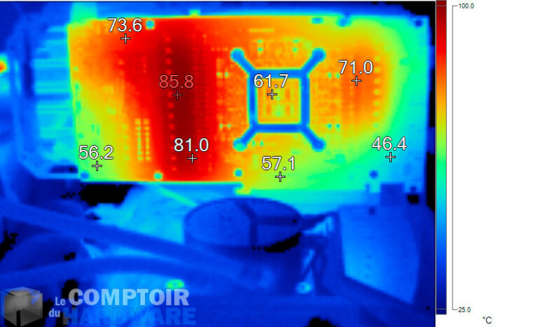 Image thermique de la RTX 3090 Ti TUF Gaming en charge sans backplate