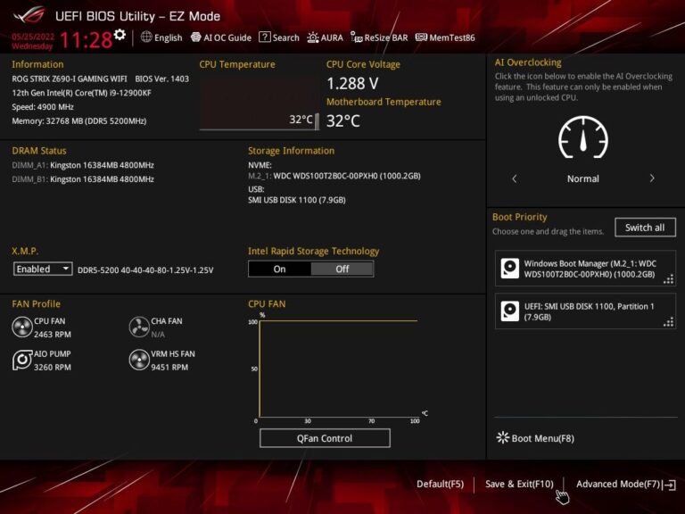 strix z690-i uefi easy mode