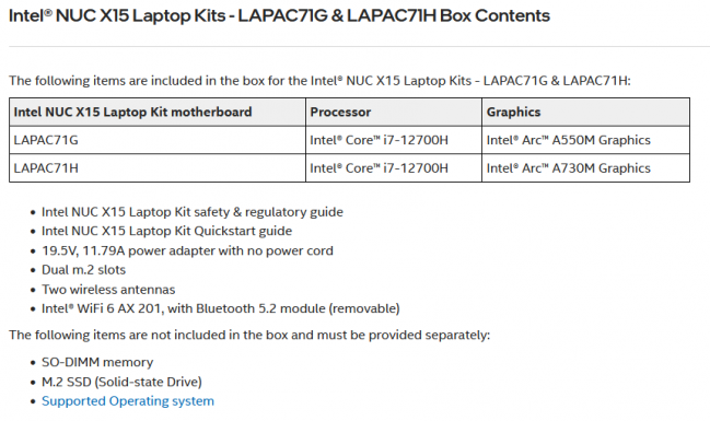 intel nuc 15 arc datasheet