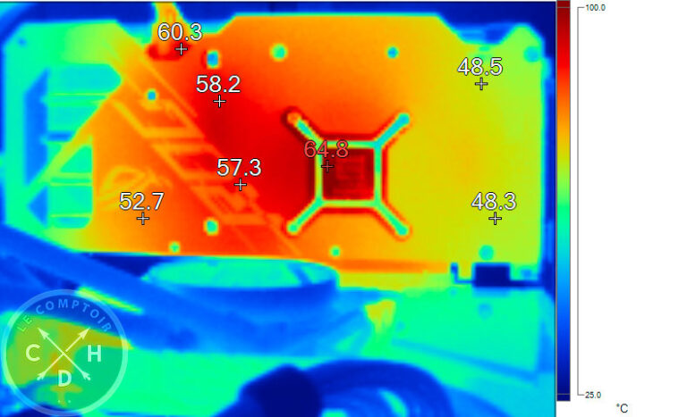 Image thermique de la ROG Strix RX 6650 XT Gaming en charge