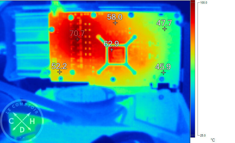 Image thermique de la ROG Strix RX 6650 XT Gaming en charge