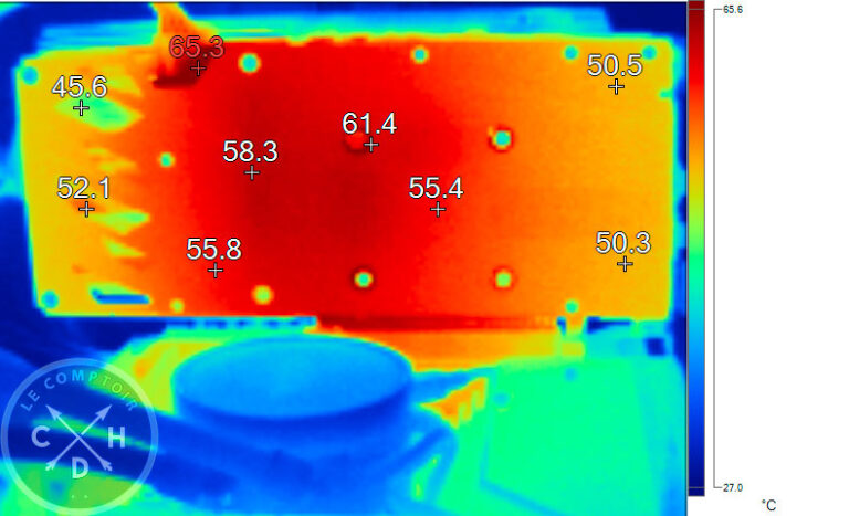 Image thermique de la MSi RX 6650 XT Gaming X en charge