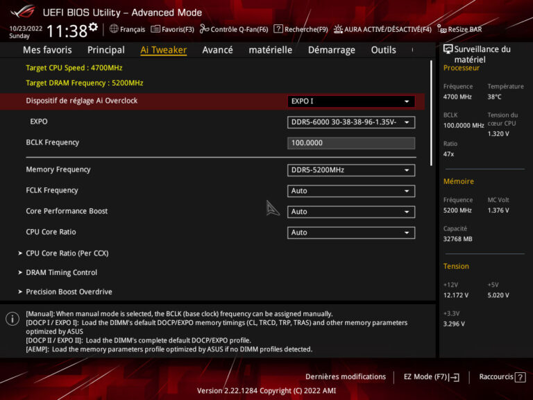 L'advanced mode de l'UEFI