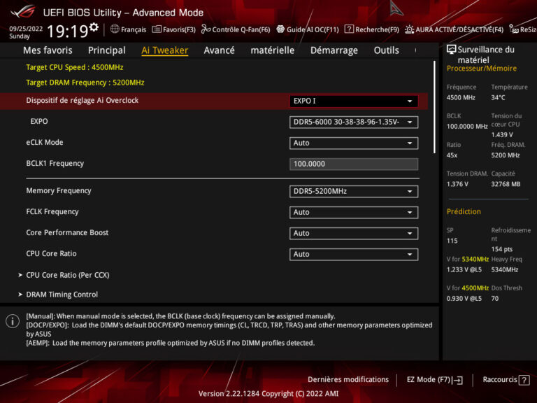 L'advanced mode de l'UEFI