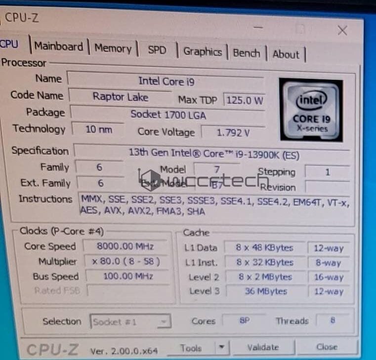 i9 13900k 8ghz leak