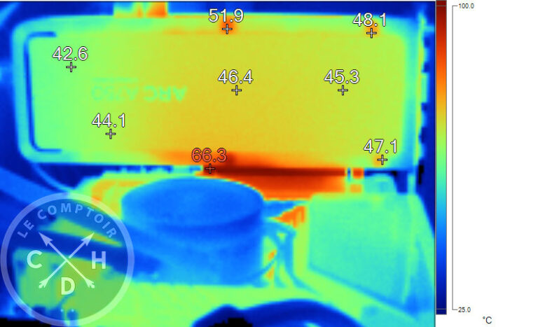 Image thermique de l'Intel ARC A750 LE en charge