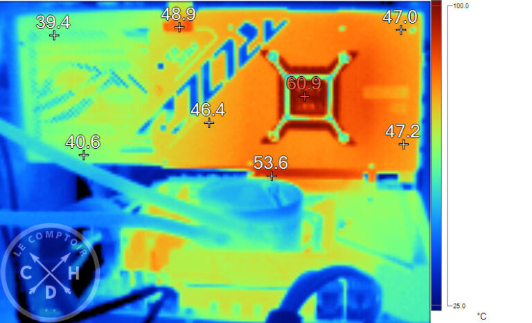 Image thermique de l'Asus ROG Strix RTX 4080 Gaming en charge