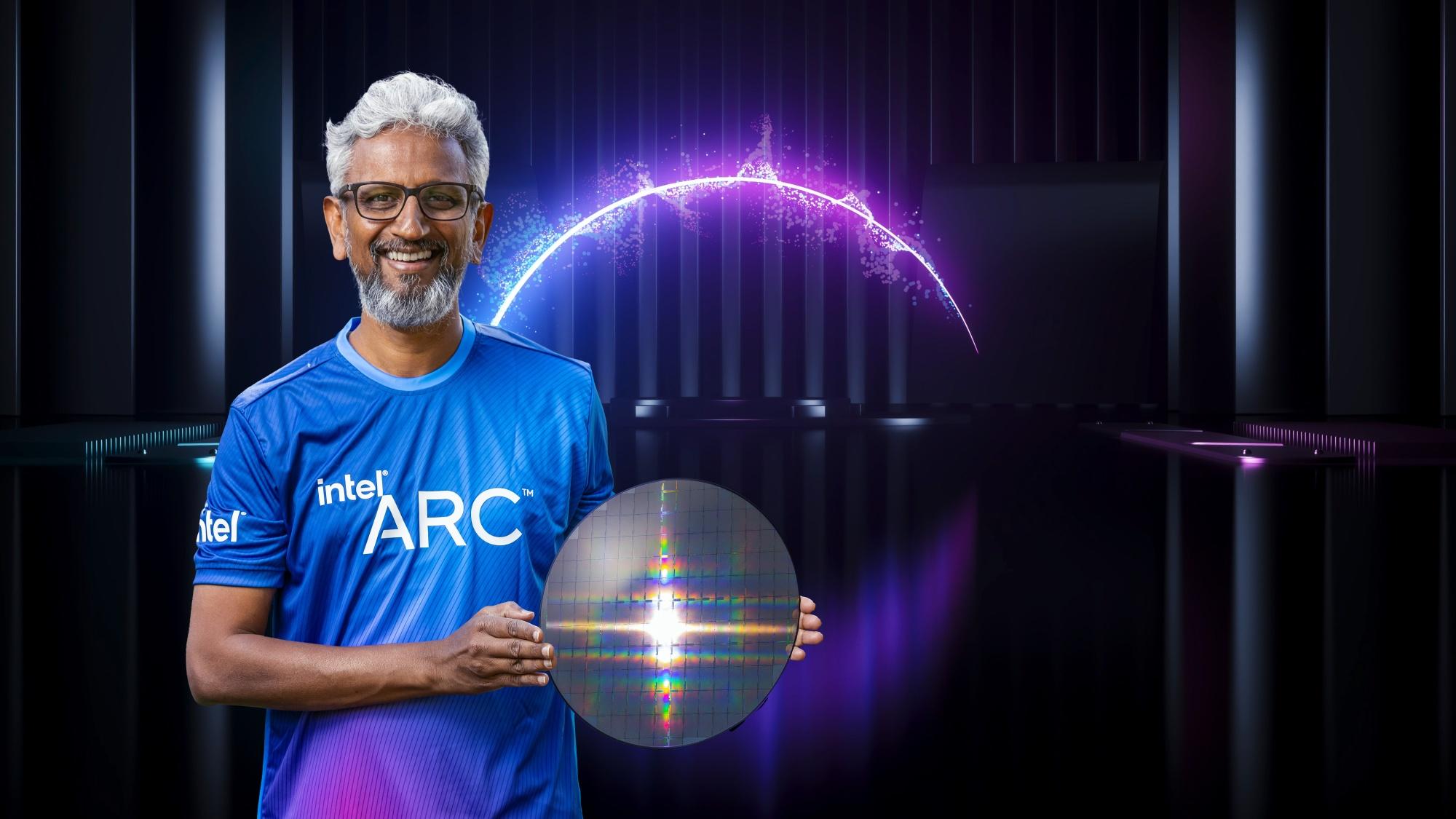 raja koduri intel arc wafer