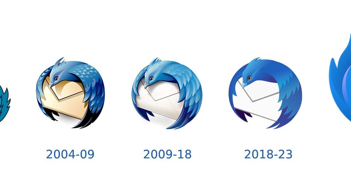 thunderbird logos from 2003 to 2023