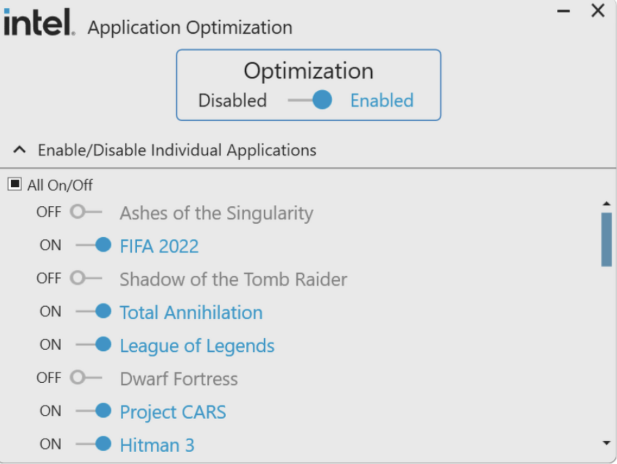 intel apo screenshot