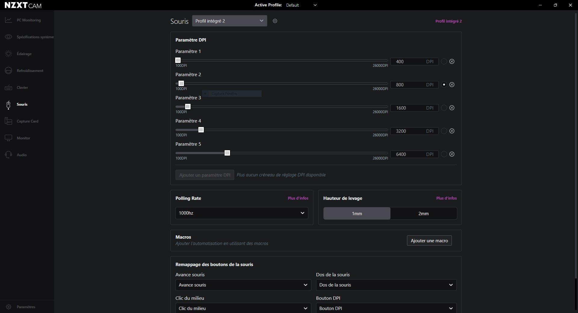 Les réglages par défaut