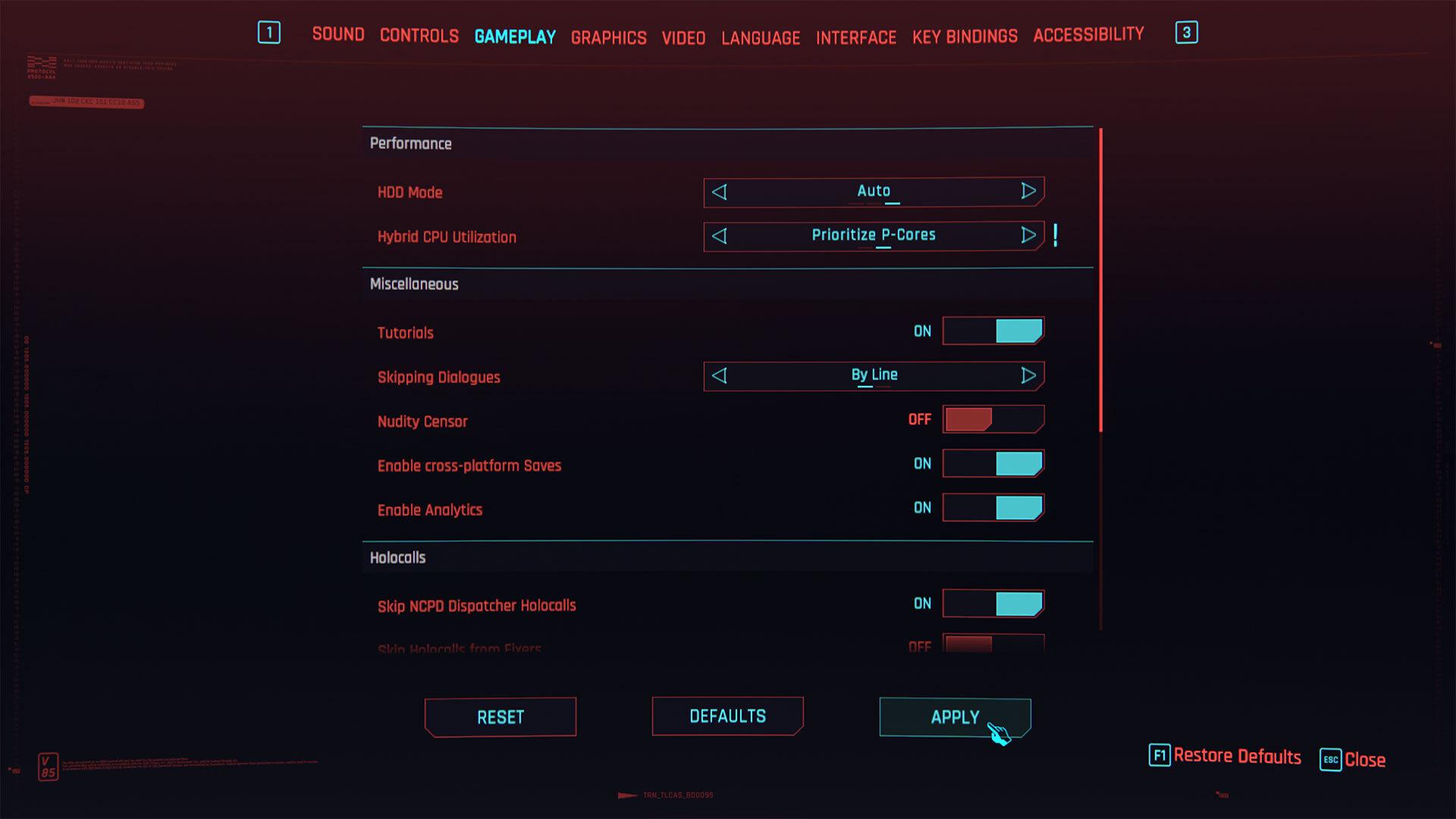 prioritize p core Cyberpunk 2077 paramètre